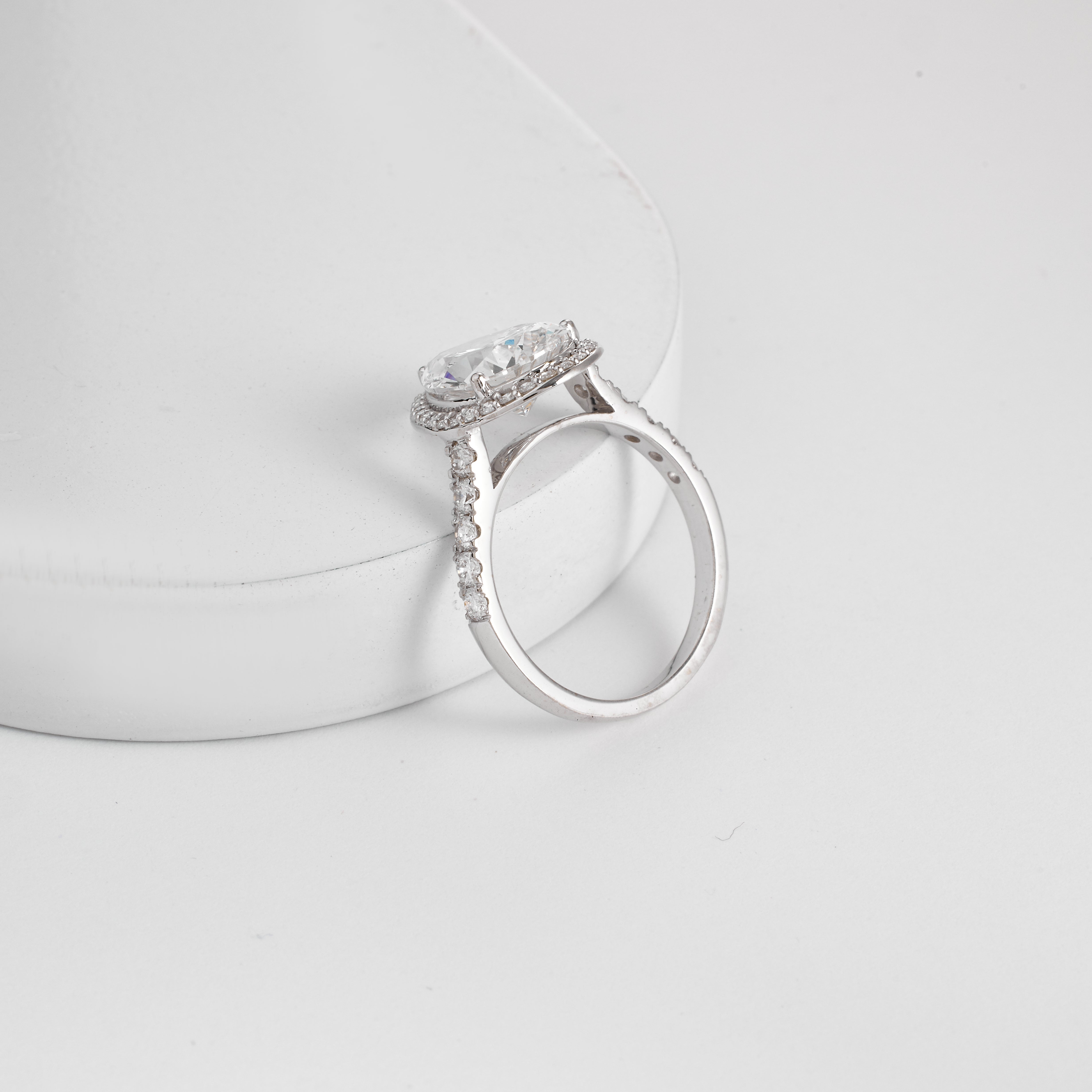 4.00 Carat Pear Cut Diamond Ring | Pear Cut Pave Setting Ring | Halo Engagement Ring | Pear Shaped Engagement Ring | Pear Wedding Ring