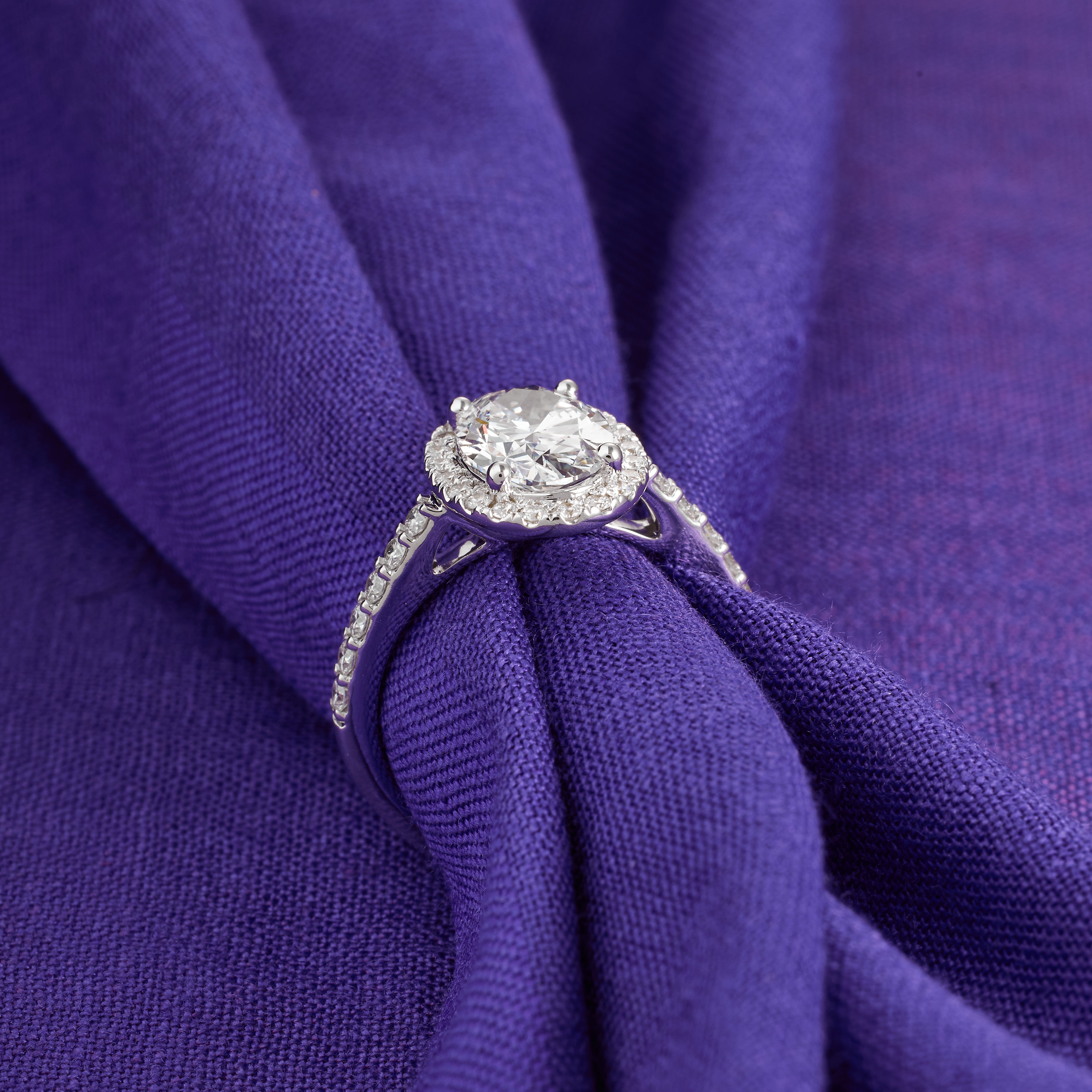 Oval Cut Petite Halo Lab Grown Diamond Ring | Oval Diamond Pave Set Engagement Ring | D/E VVS-VS1 | Wedding Ring for her | 2.00-5.00CT