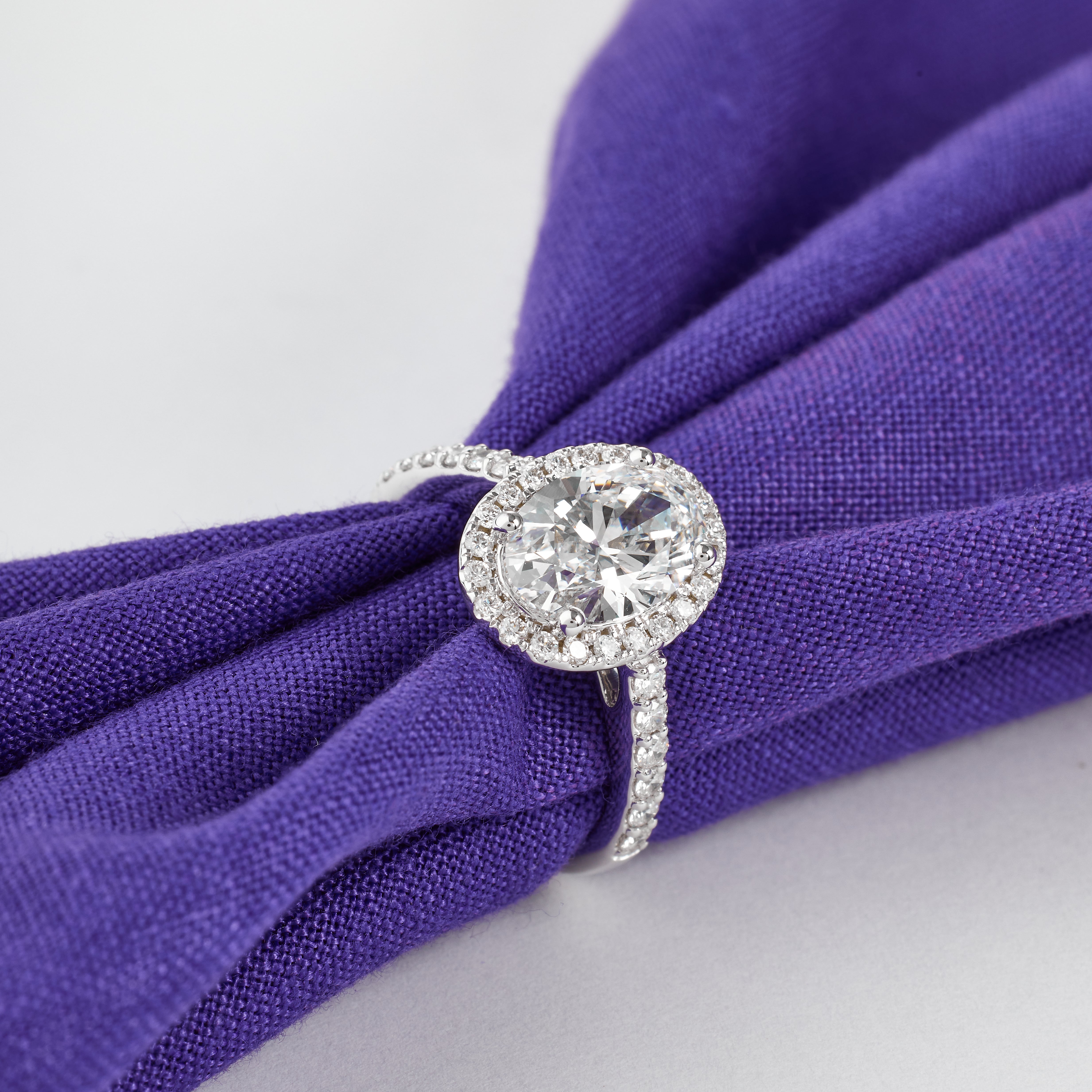 Oval Cut Petite Halo Lab Grown Diamond Ring | Oval Diamond Pave Set Engagement Ring | D/E VVS-VS1 | Wedding Ring for her | 2.00-5.00CT