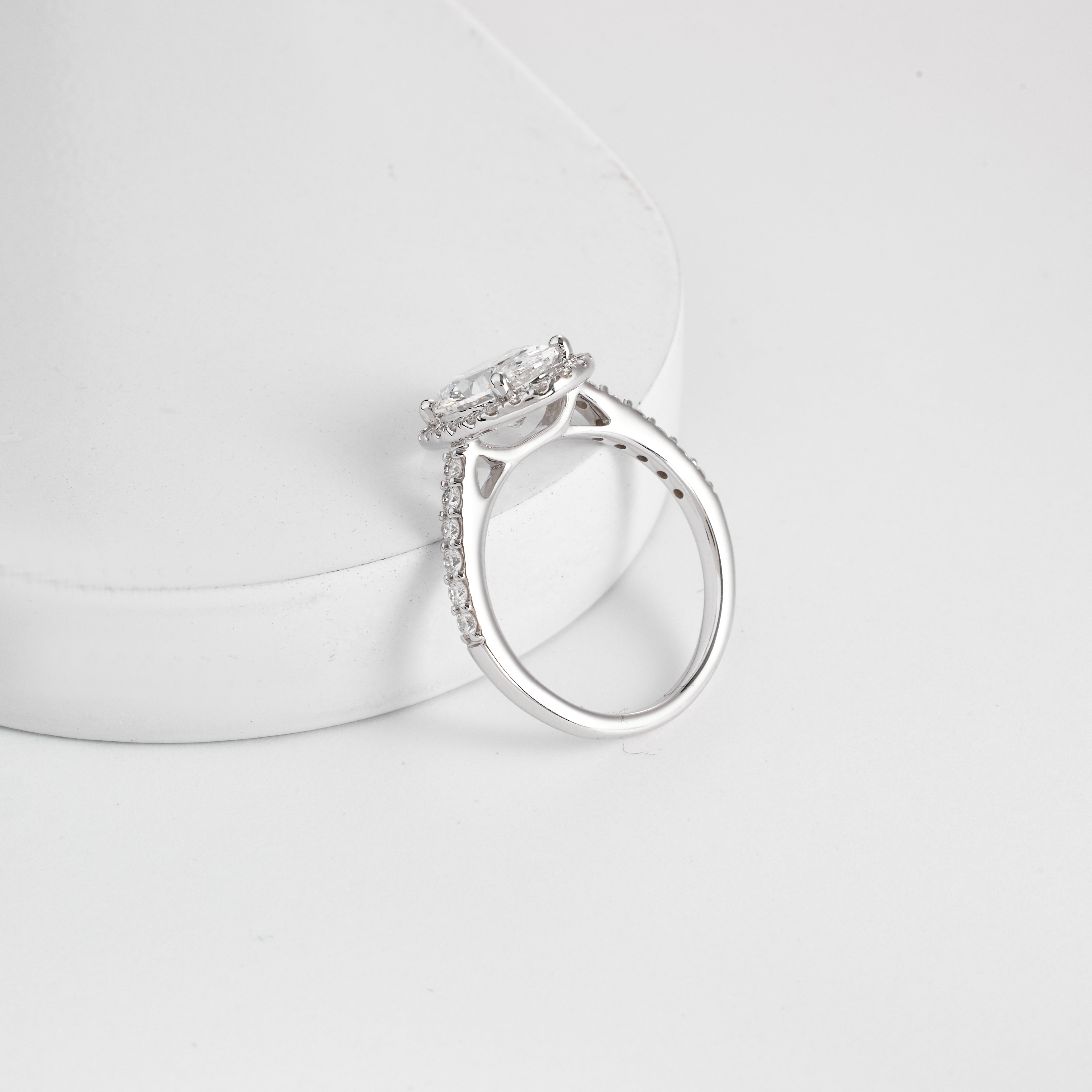 Oval Cut Petite Halo Lab Grown Diamond Ring | Oval Diamond Pave Set Engagement Ring | D/E VVS-VS1 | Wedding Ring for her | 2.00-5.00CT