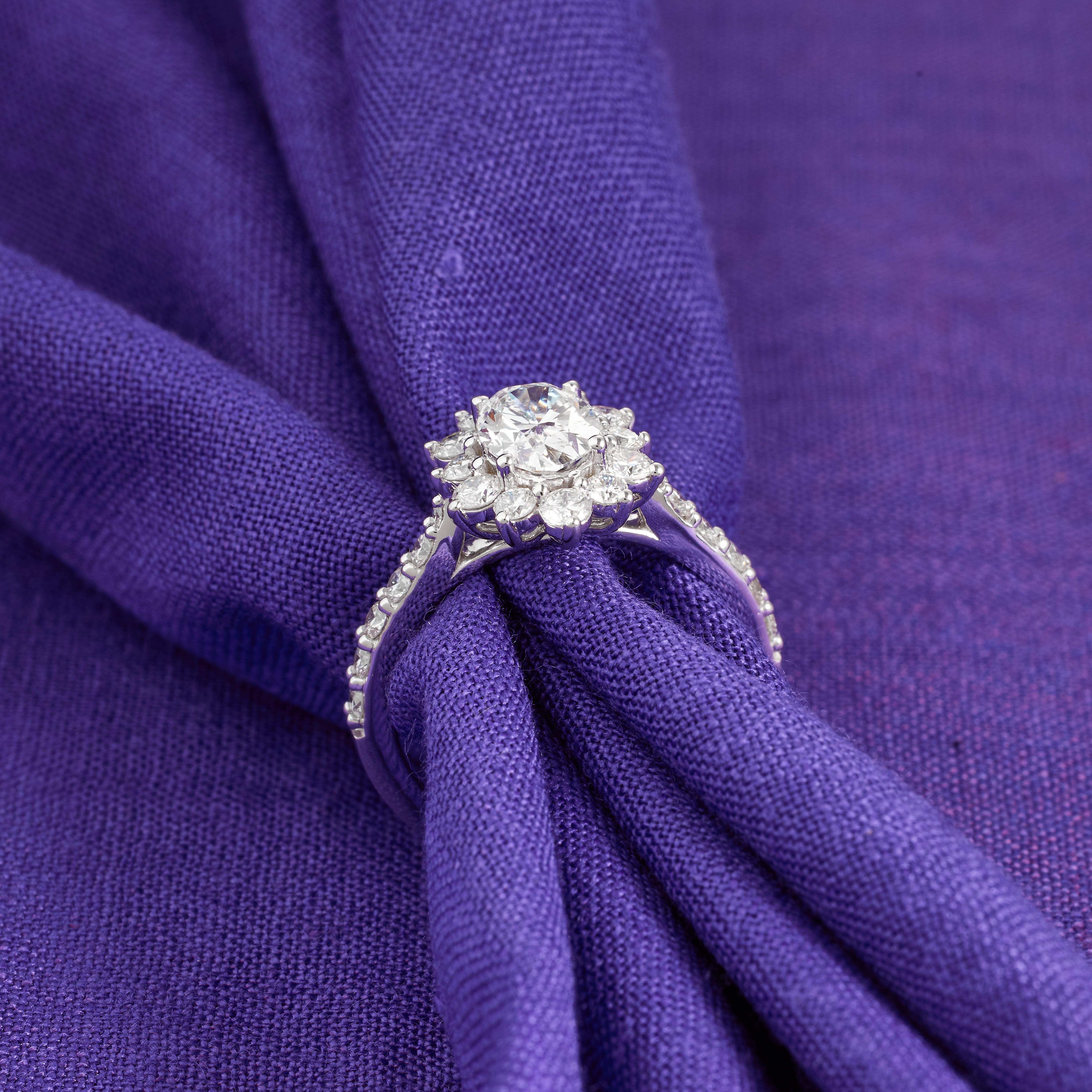 Oval Lab Diamond Pave Engagement Ring | Oval Halo Cluster Diamond Ring | Gold & Platinum D/E VVS1-VS1 | 2.00-5.00CT Tulip Engagement Ring