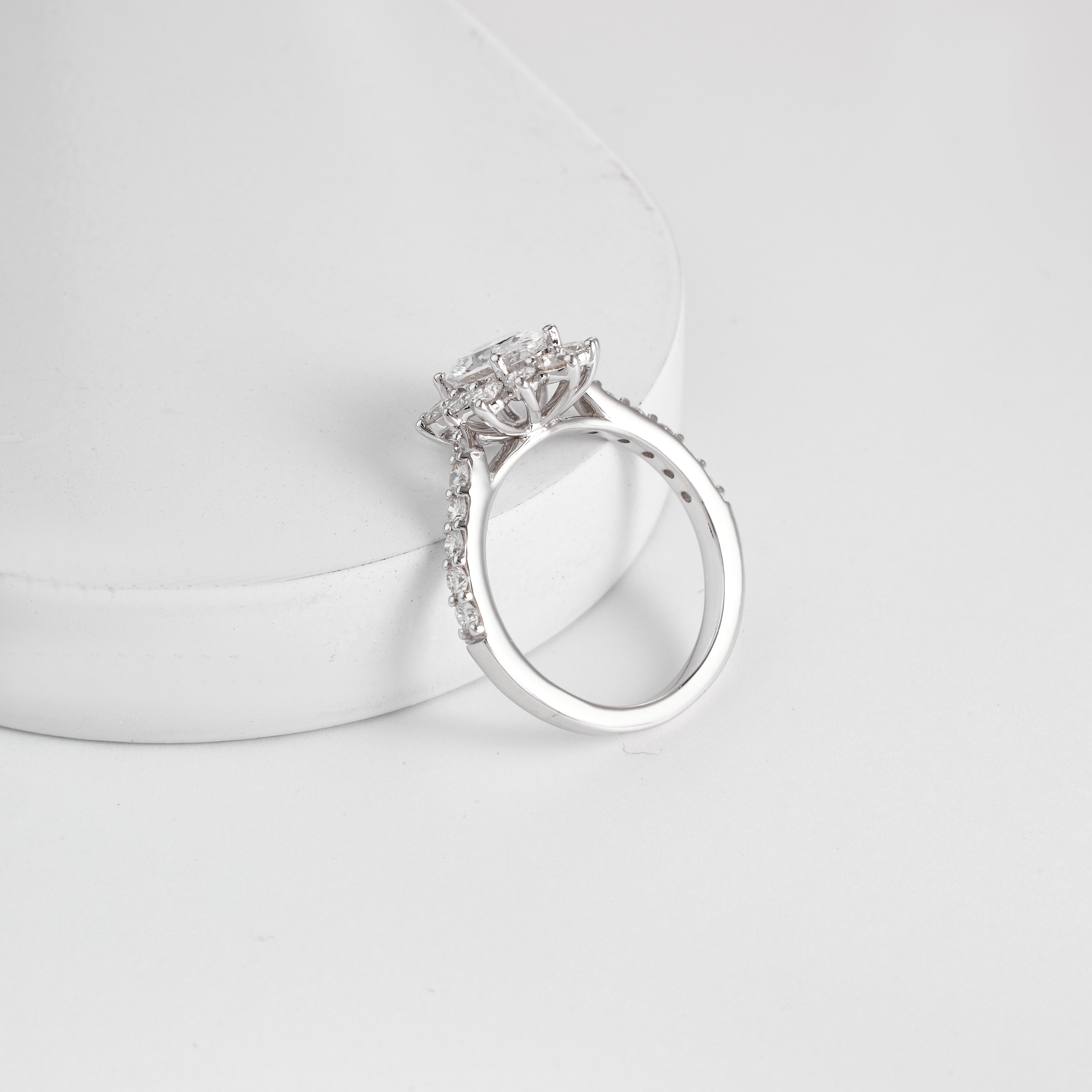 Oval Lab Diamond Pave Engagement Ring | Oval Halo Cluster Diamond Ring | Gold & Platinum D/E VVS1-VS1 | 2.00-5.00CT Tulip Engagement Ring