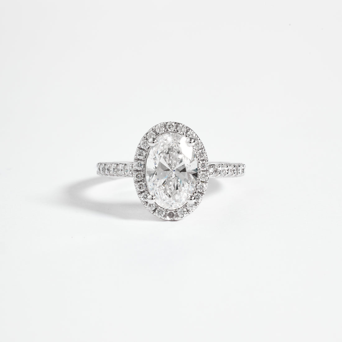 Oval Cut Petite Halo Lab Grown Diamond Ring | Oval Diamond Pave Set Engagement Ring | D/E VVS-VS1 | Wedding Ring for her | 2.00-5.00CT