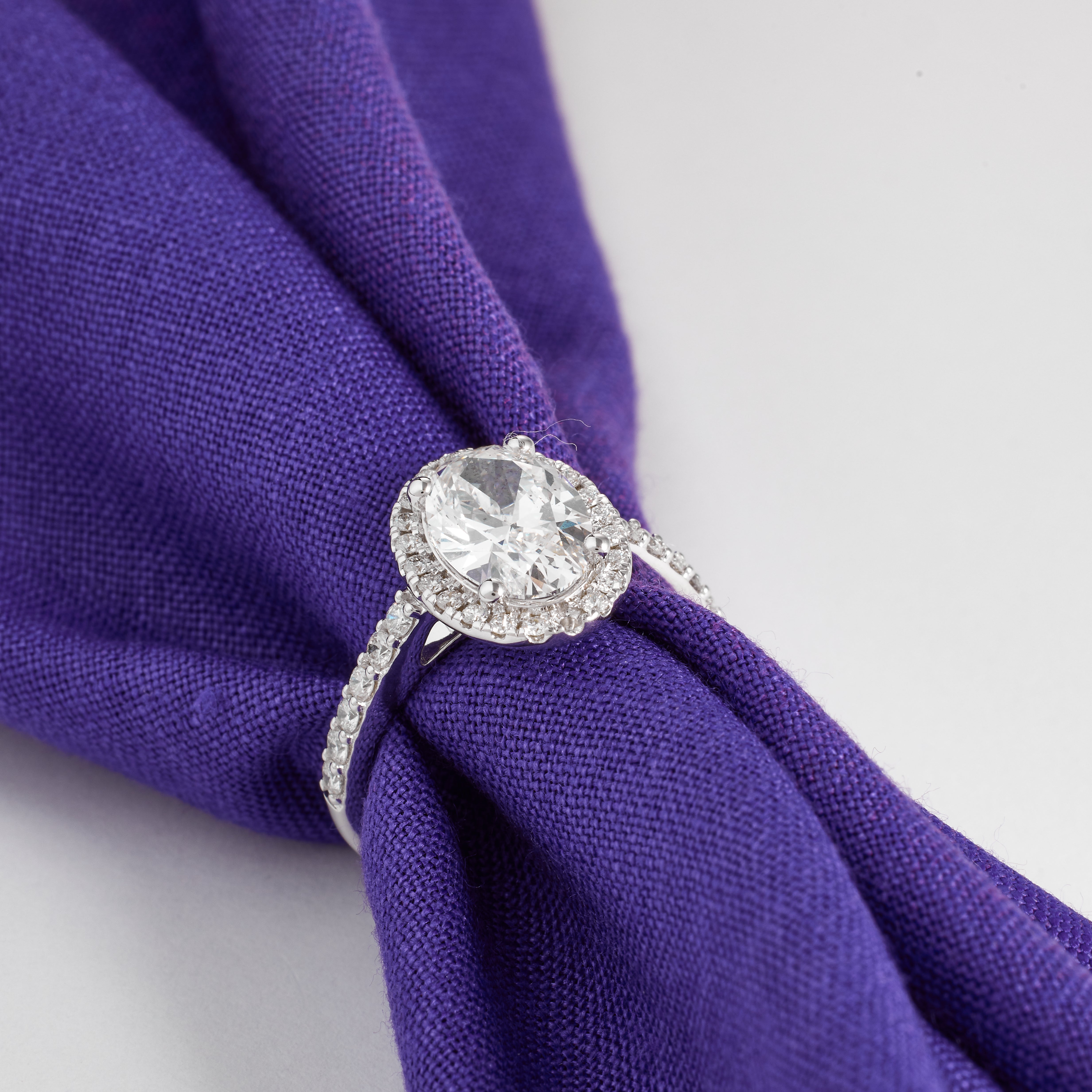 Oval Cut Petite Halo Lab Grown Diamond Ring | Oval Diamond Pave Set Engagement Ring | D/E VVS-VS1 | Wedding Ring for her | 2.00-5.00CT