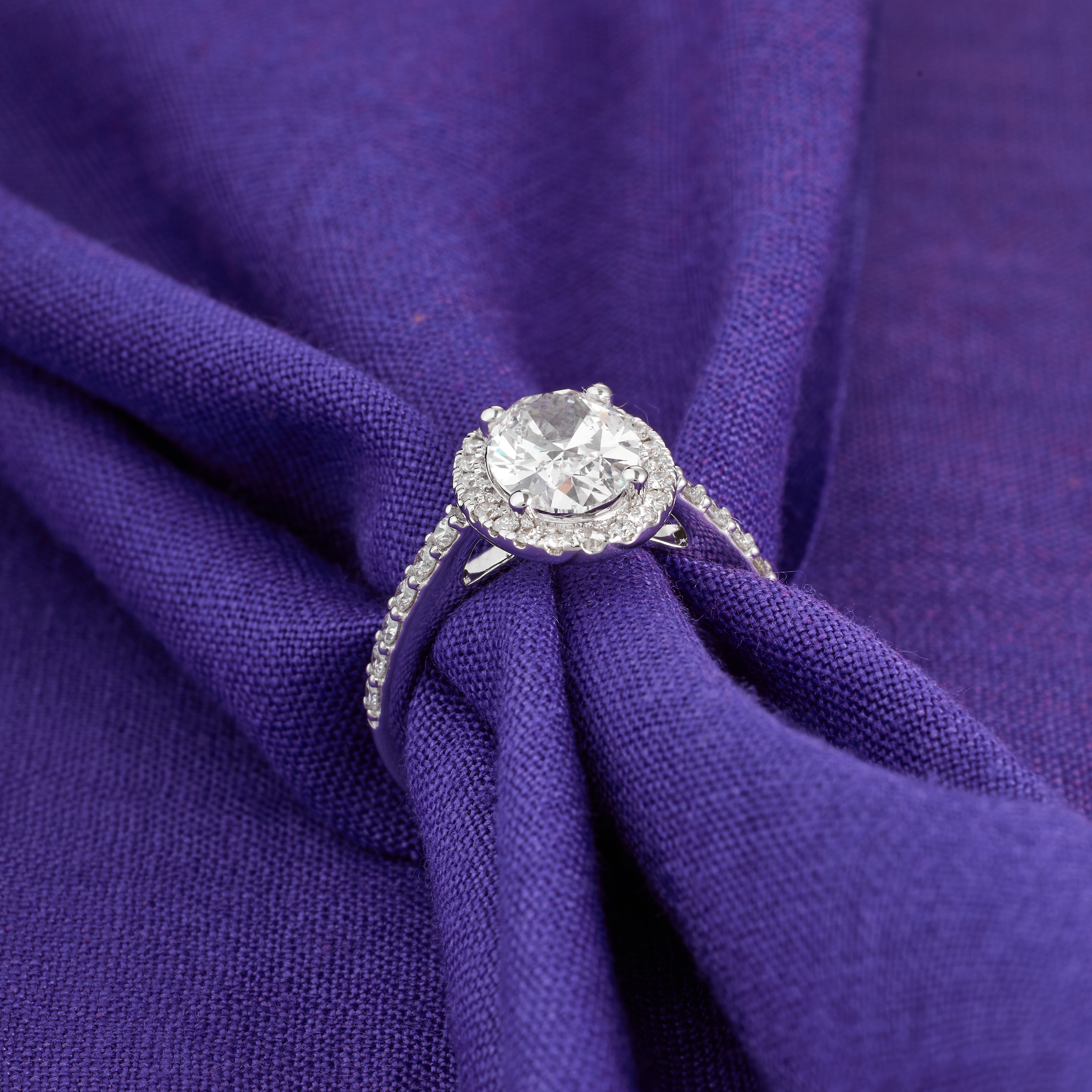 Oval Cut Petite Halo Lab Grown Diamond Ring | Oval Diamond Pave Set Engagement Ring | D/E VVS-VS1 | Wedding Ring for her | 2.00-5.00CT