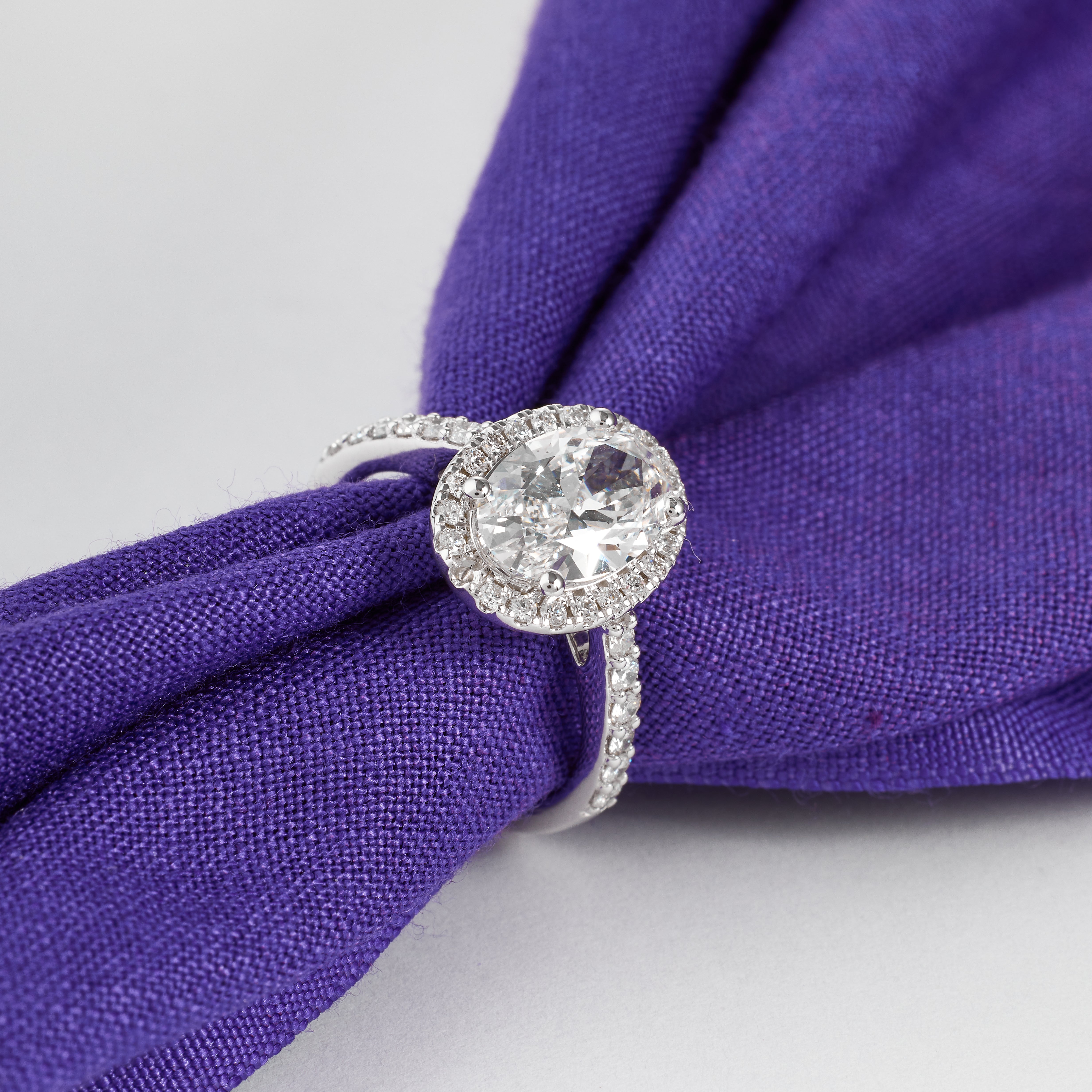 Oval Cut Petite Halo Lab Grown Diamond Ring | Oval Diamond Pave Set Engagement Ring | D/E VVS-VS1 | Wedding Ring for her | 2.00-5.00CT