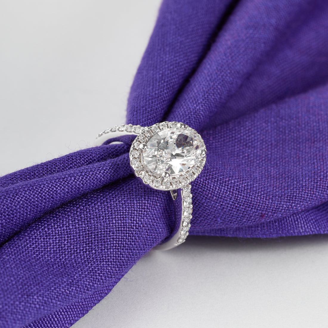 Oval Cut Petite Halo Lab Grown Diamond Ring | Oval Diamond Pave Set Engagement Ring | D/E VVS-VS1 | Wedding Ring for her | 2.00-5.00CT