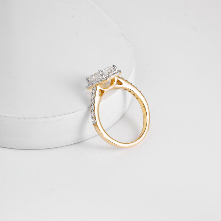 Oval Cut Petite Halo Lab Grown Diamond Ring | Oval Diamond Pave Set Engagement Ring | D/E VVS-VS1 | Wedding Ring for her | 2.00-5.00CT