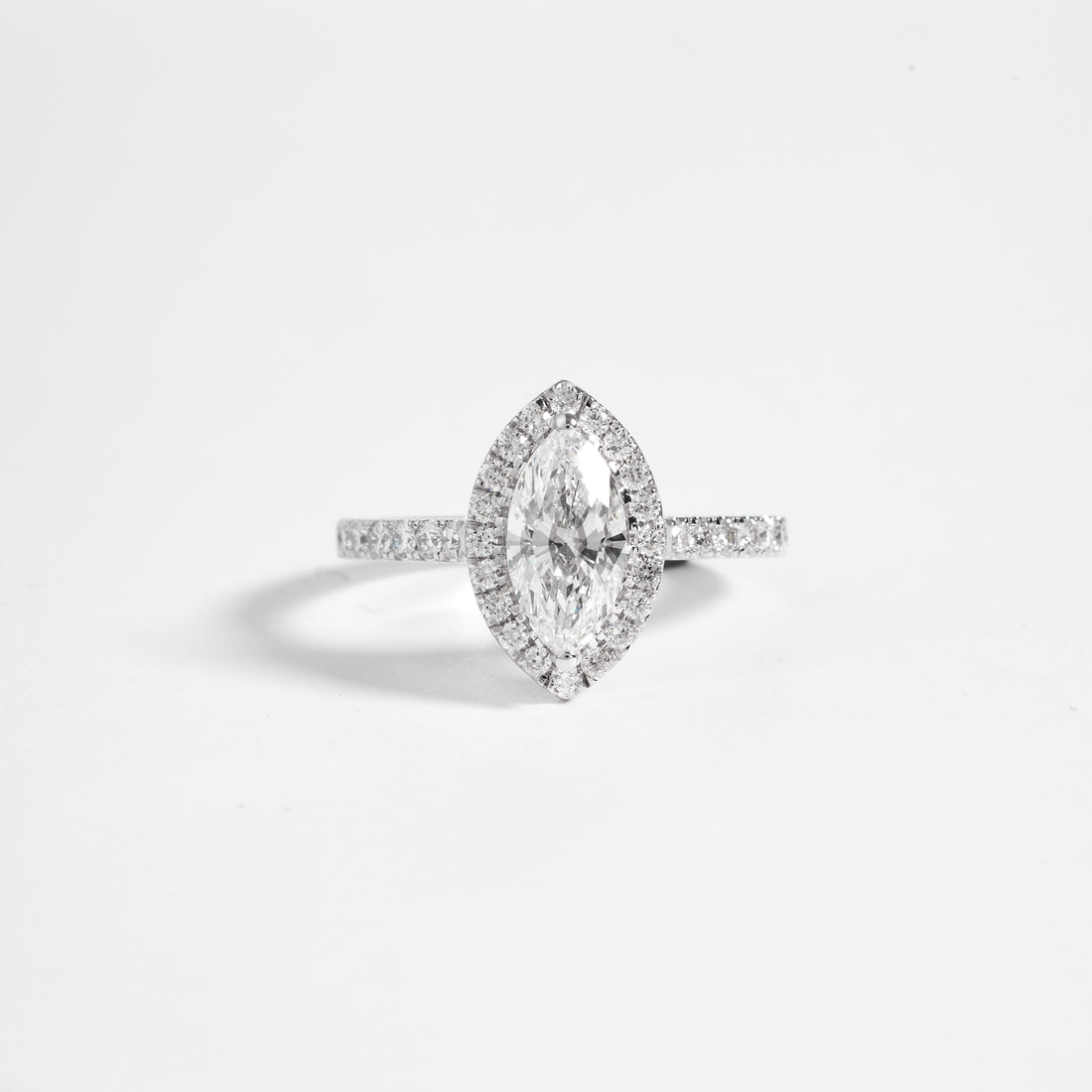 Marquise cut Halo Engagement Ring | Marquise Lab Diamond Pave Ring | 3.00-6.00CT, D/E Certified | Gold, Platinum Wedding Ring for her