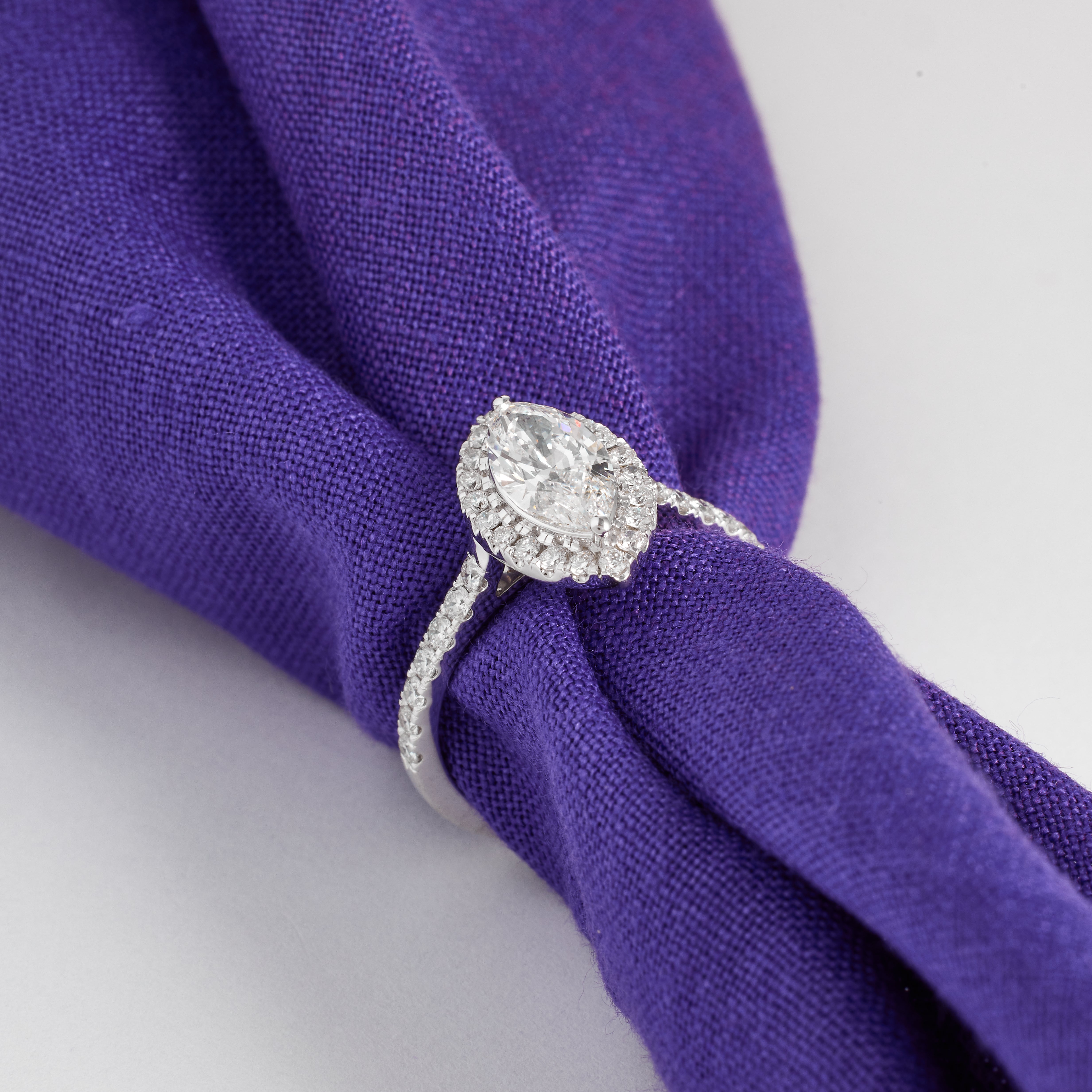 Marquise cut Halo Engagement Ring | Marquise Lab Diamond Pave Ring | 3.00-6.00CT, D/E Certified | Gold, Platinum Wedding Ring for her