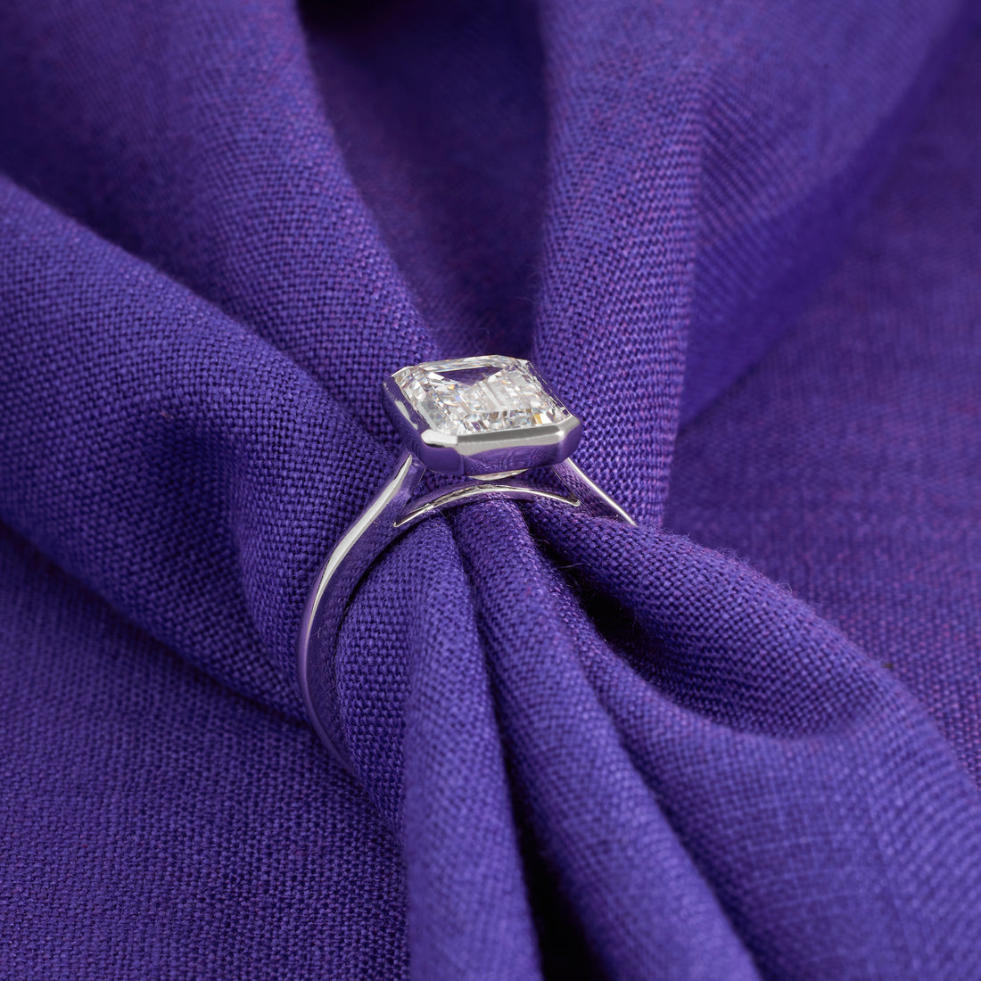 Emerald Cut Lab Grown Diamond Bezel Set Engagement Ring | 2.00-6.00 CT | D/E VVS-VS1 | Platinum Emerald Cut Solitaire Ring | Forever Ring