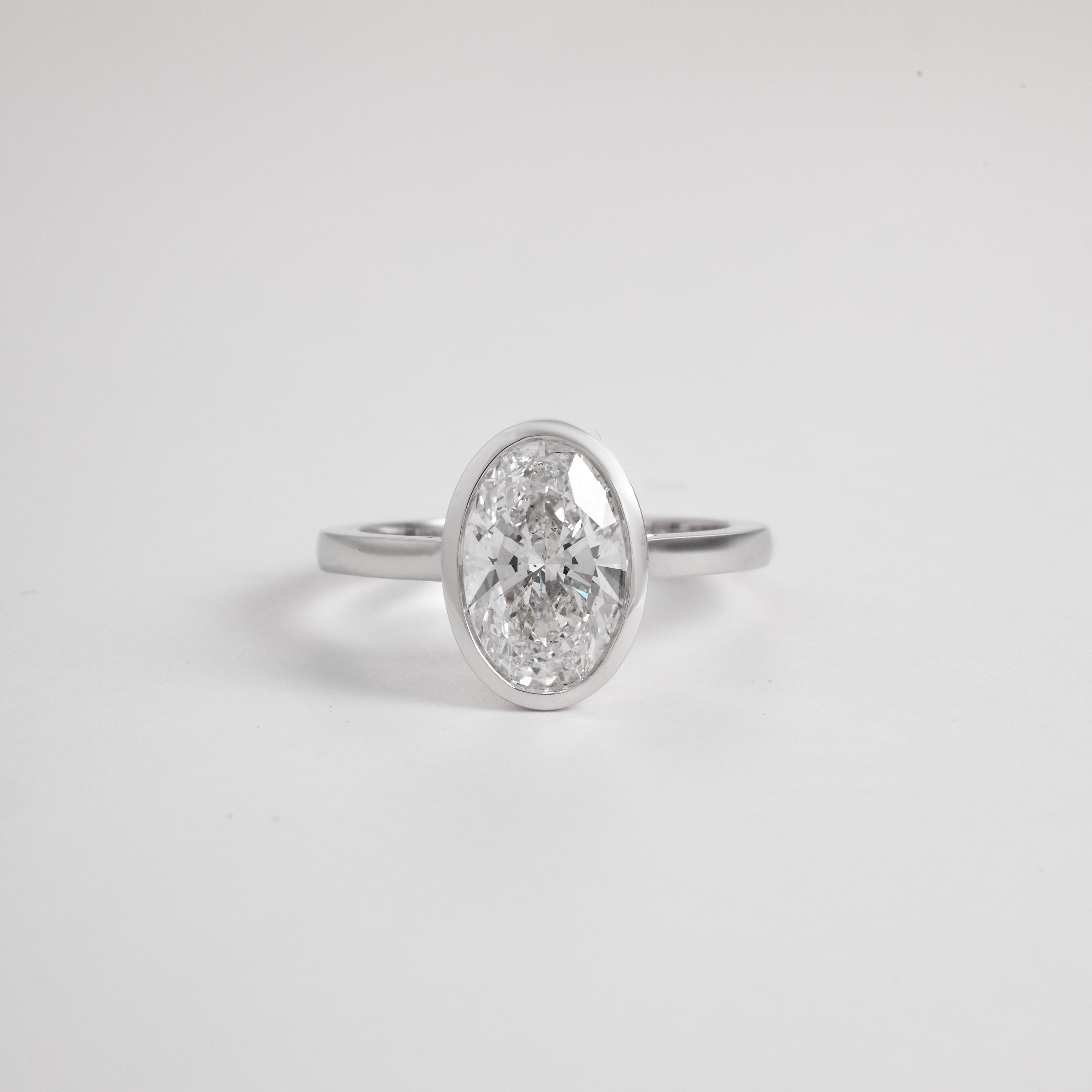 Platinum Oval Cut Lab Grown Diamond Bezel Set Engagement Ring, 2.00-6.00CT, D/E VVS-VS1, GIA Oval Cut Solitaire Ring,Forever Ring Handcraft