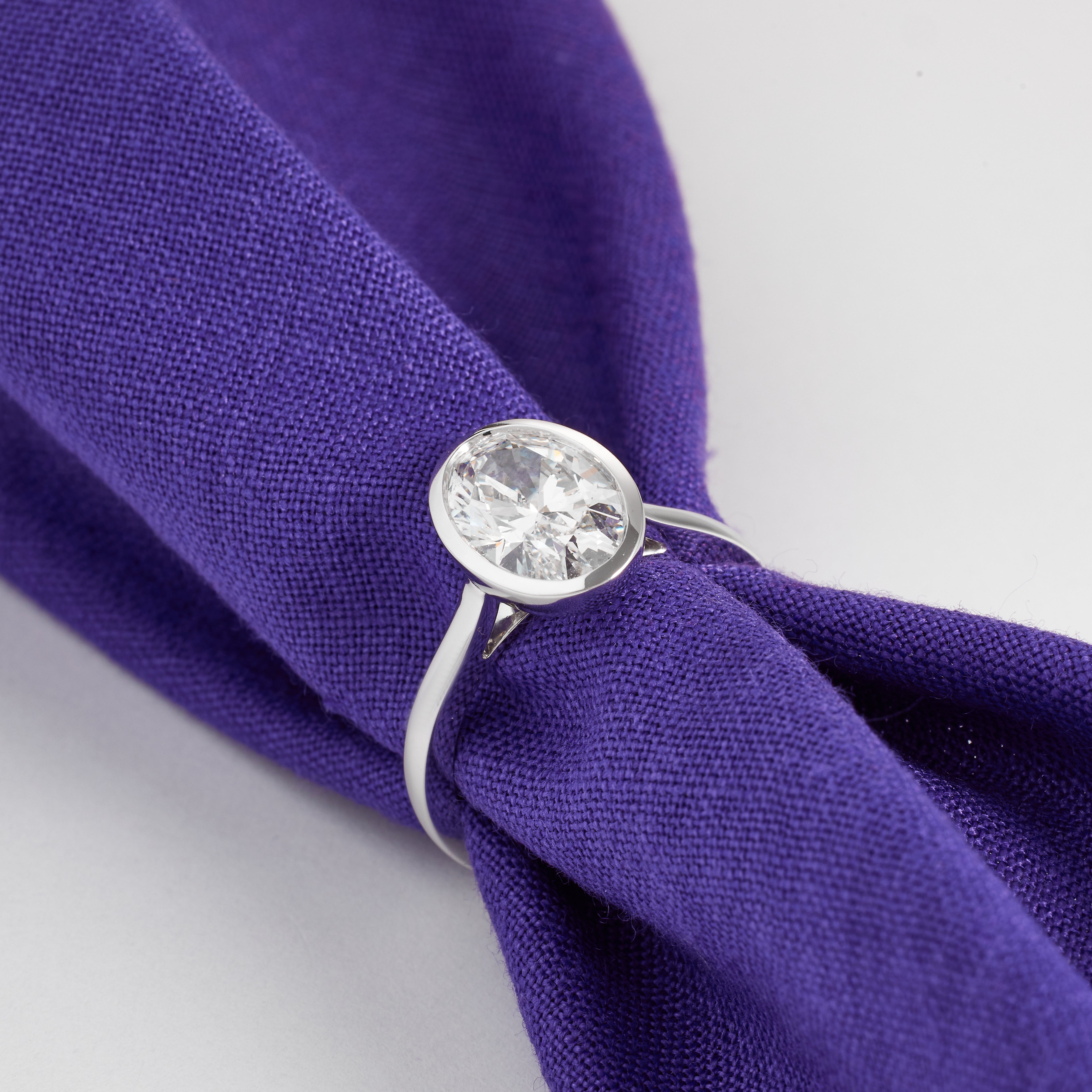 Platinum Oval Cut Lab Grown Diamond Bezel Set Engagement Ring, 2.00-6.00CT, D/E VVS-VS1, GIA Oval Cut Solitaire Ring,Forever Ring Handcraft