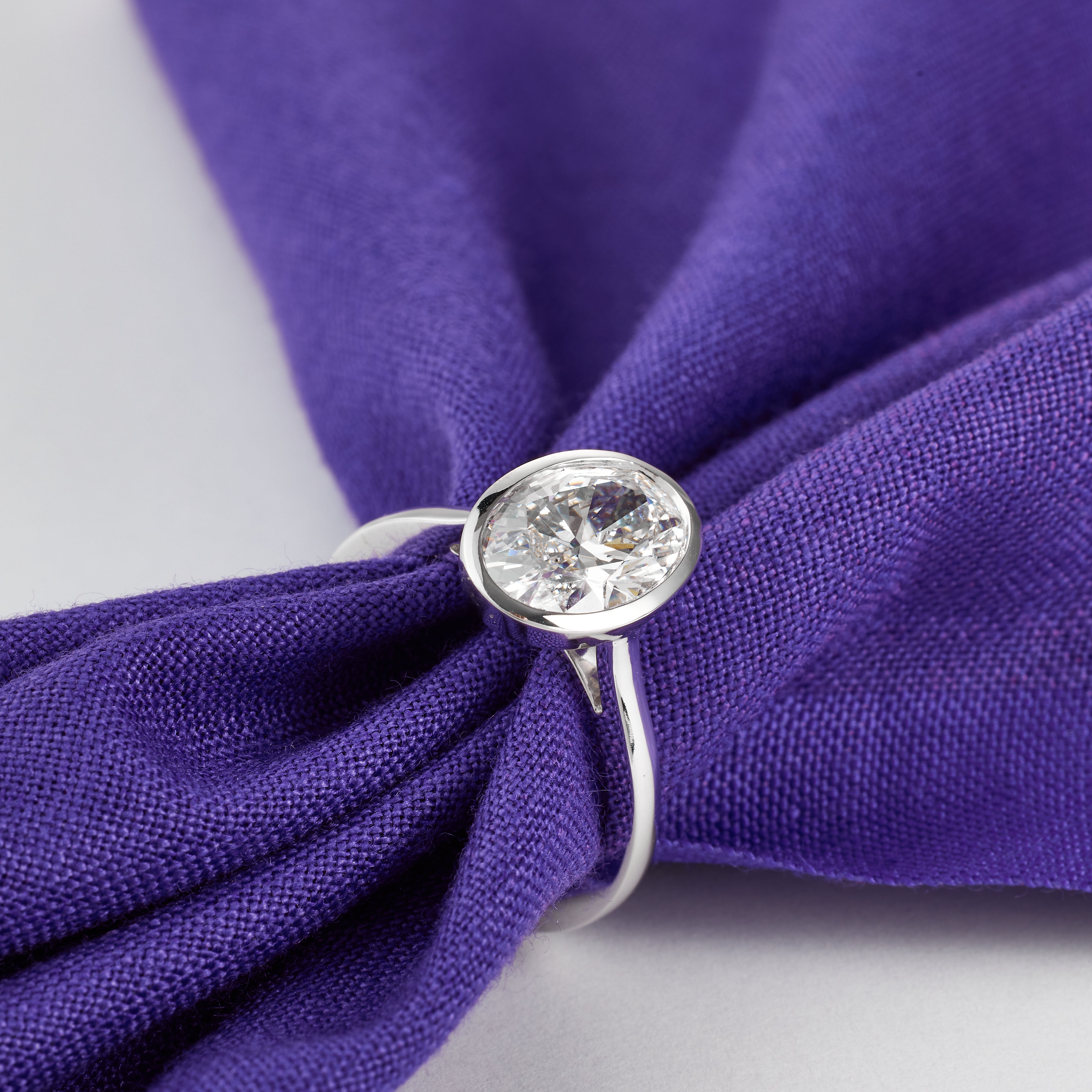 Platinum Oval Cut Lab Grown Diamond Bezel Set Engagement Ring, 2.00-6.00CT, D/E VVS-VS1, GIA Oval Cut Solitaire Ring,Forever Ring Handcraft