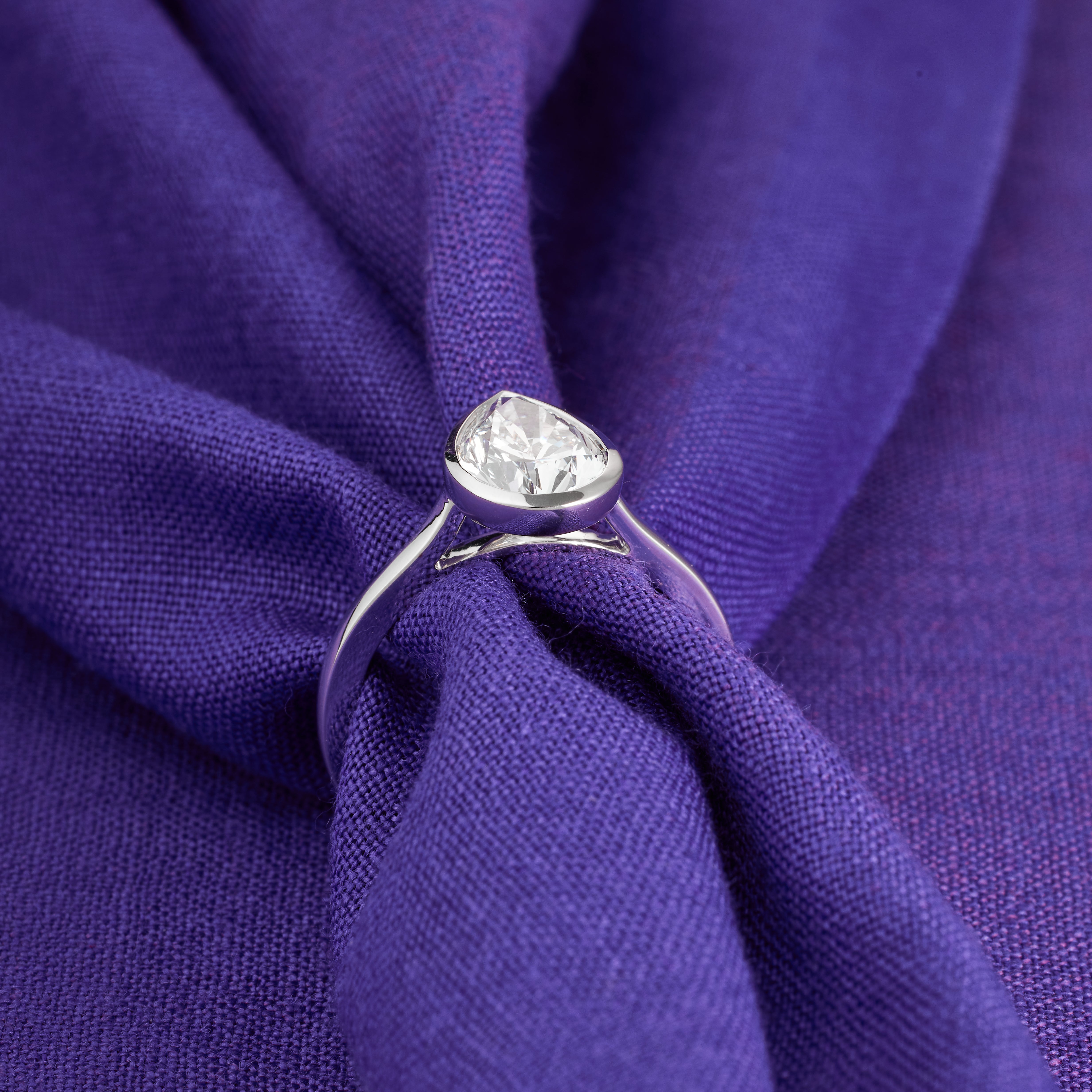 Pear Cut Lab Grown Diamond | Pear Bezel Set Engagement Ring | D/E VVS-VS1 | Pear Bezel Set Solitaire Ring | Certified Diamond Ring