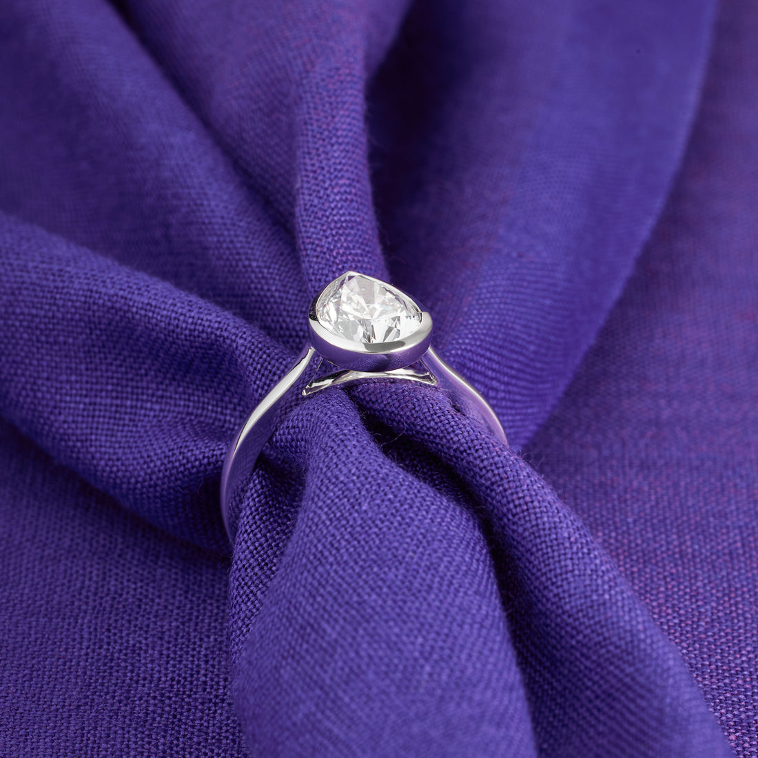 Pear Cut Lab Grown Diamond | Pear Bezel Set Engagement Ring | D/E VVS-VS1 | Pear Bezel Set Solitaire Ring | Certified Diamond Ring