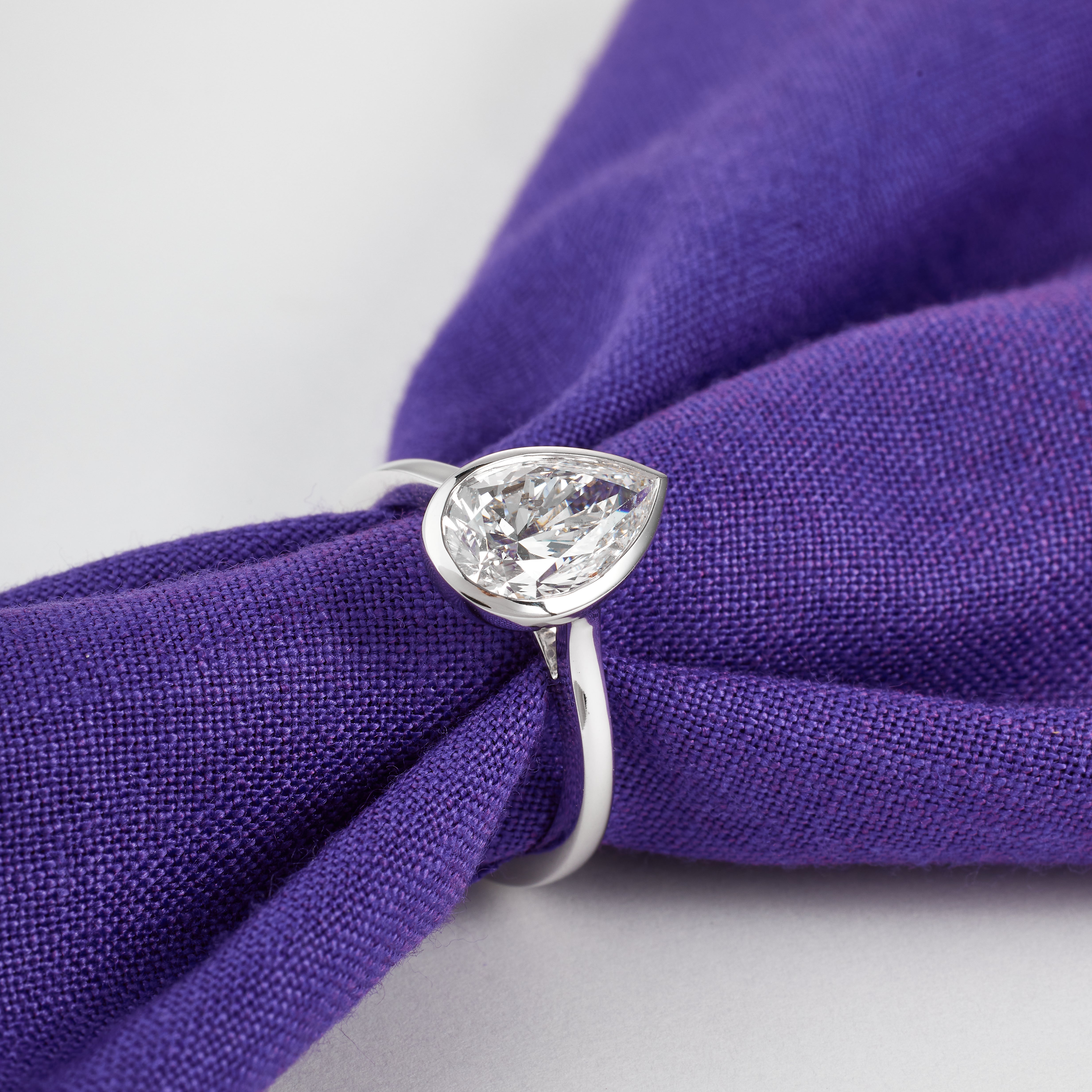 Pear Cut Lab Grown Diamond | Pear Bezel Set Engagement Ring | D/E VVS-VS1 | Pear Bezel Set Solitaire Ring | Certified Diamond Ring