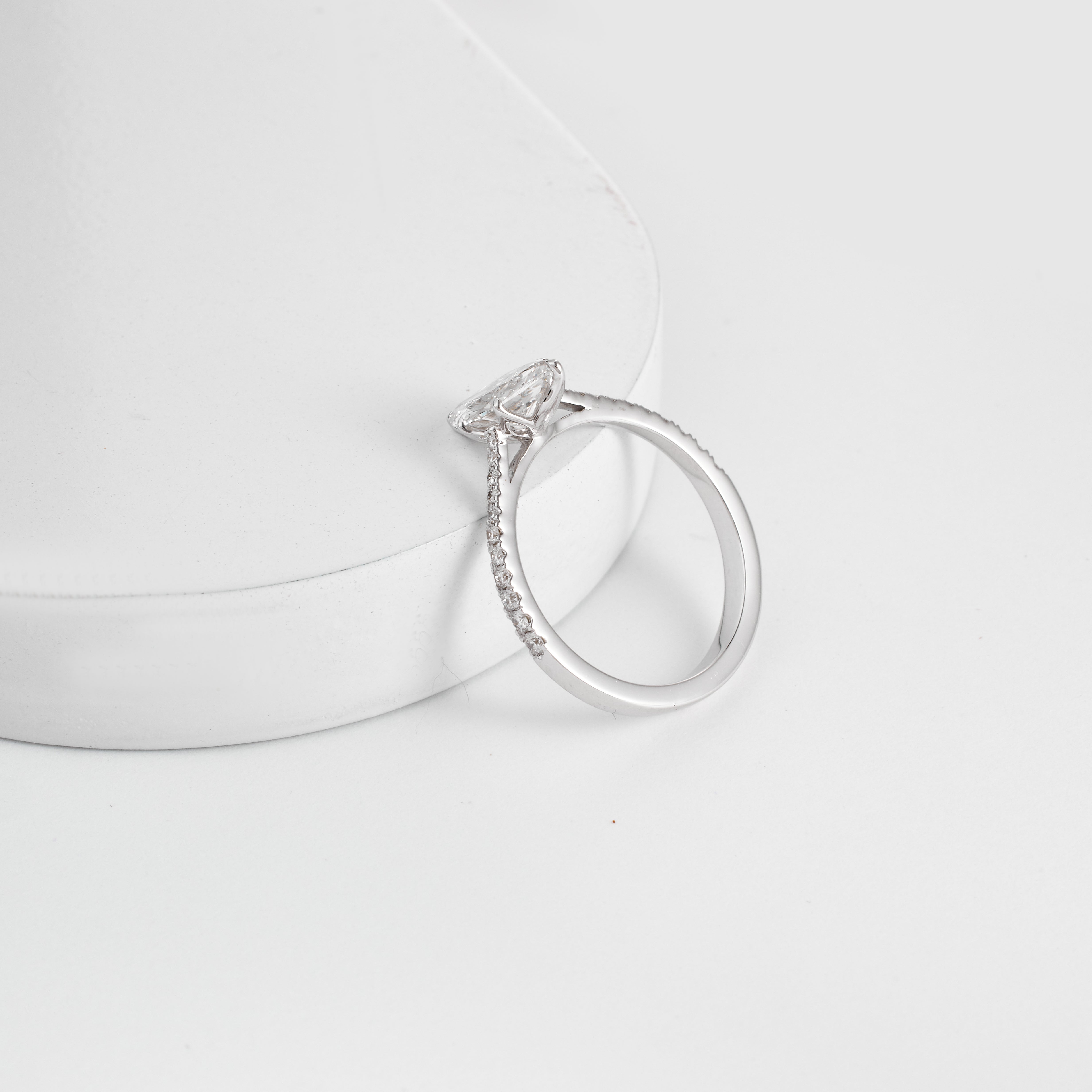 Marquise Cut Diamond Ring | Marquise Pave Engagement Ring in Tulip Basket | 1-4CT D/E Certified Diamond Ring for Woman, Pave Graduating Ring