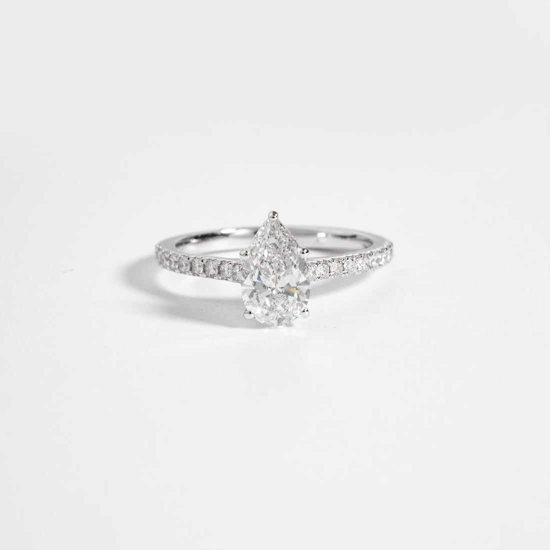 Pear Shape Lab Grown Diamond Hidden Halo Engagement Ring, Pear Cut Lab Created Diamond pave Ring, 2.00-5.00 CT D/E VVS Hidden Halo Pave Ring