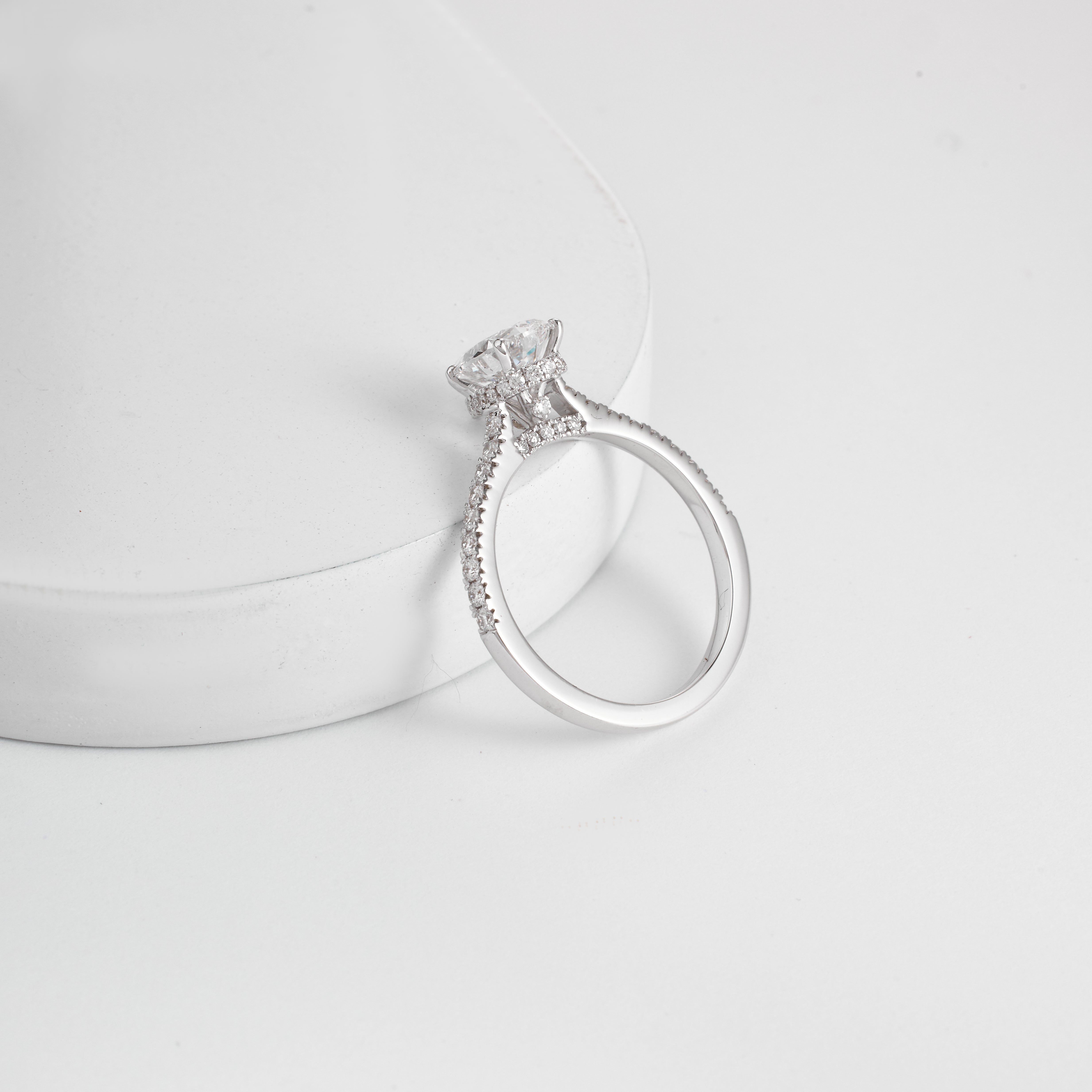 Pear Shape Lab Grown Diamond Hidden Halo Engagement Ring, Pear Cut Lab Created Diamond pave Ring, 2.00-5.00 CT D/E VVS Hidden Halo Pave Ring