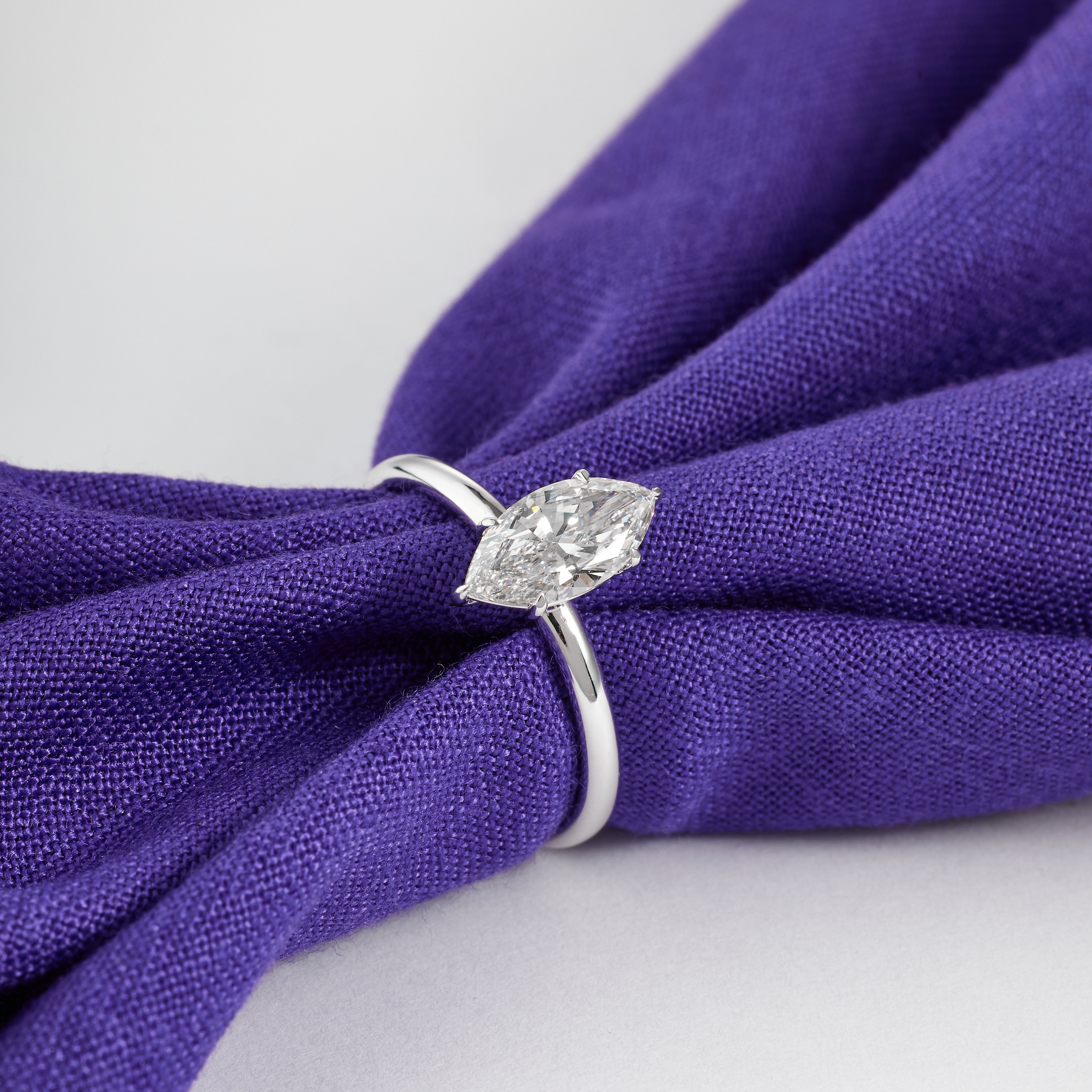 Marquise Cut Lab Grown Diamond Engagement Ring | Marquise Cut Solitaire Ring | D/E VVS GIA Certified 1.00-5.00 CT Diamond Ring Proposal Ring