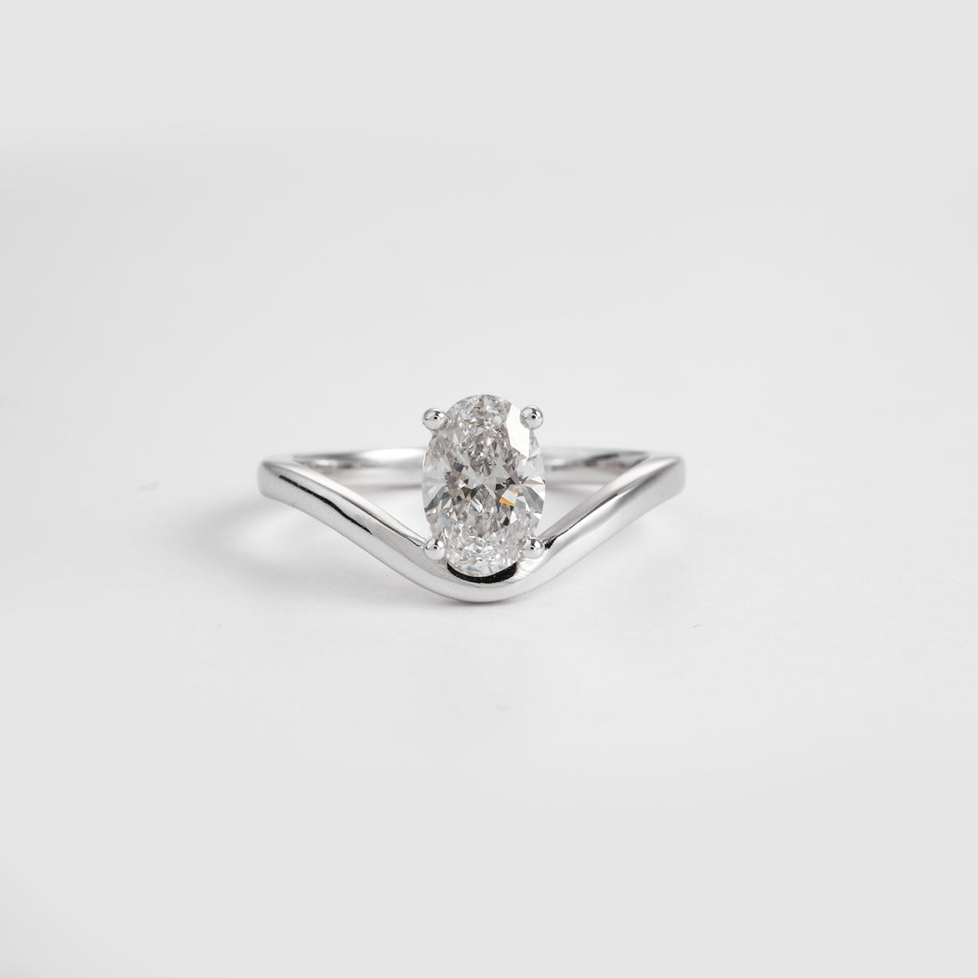 Oval Cut Lab Grown Diamond Engagement Ring, 1.00-5.00CT Oval Shape Solitaire Ring, D/E VVS-VS1 Platinum Chevron Ring, 2024 Trending Ring