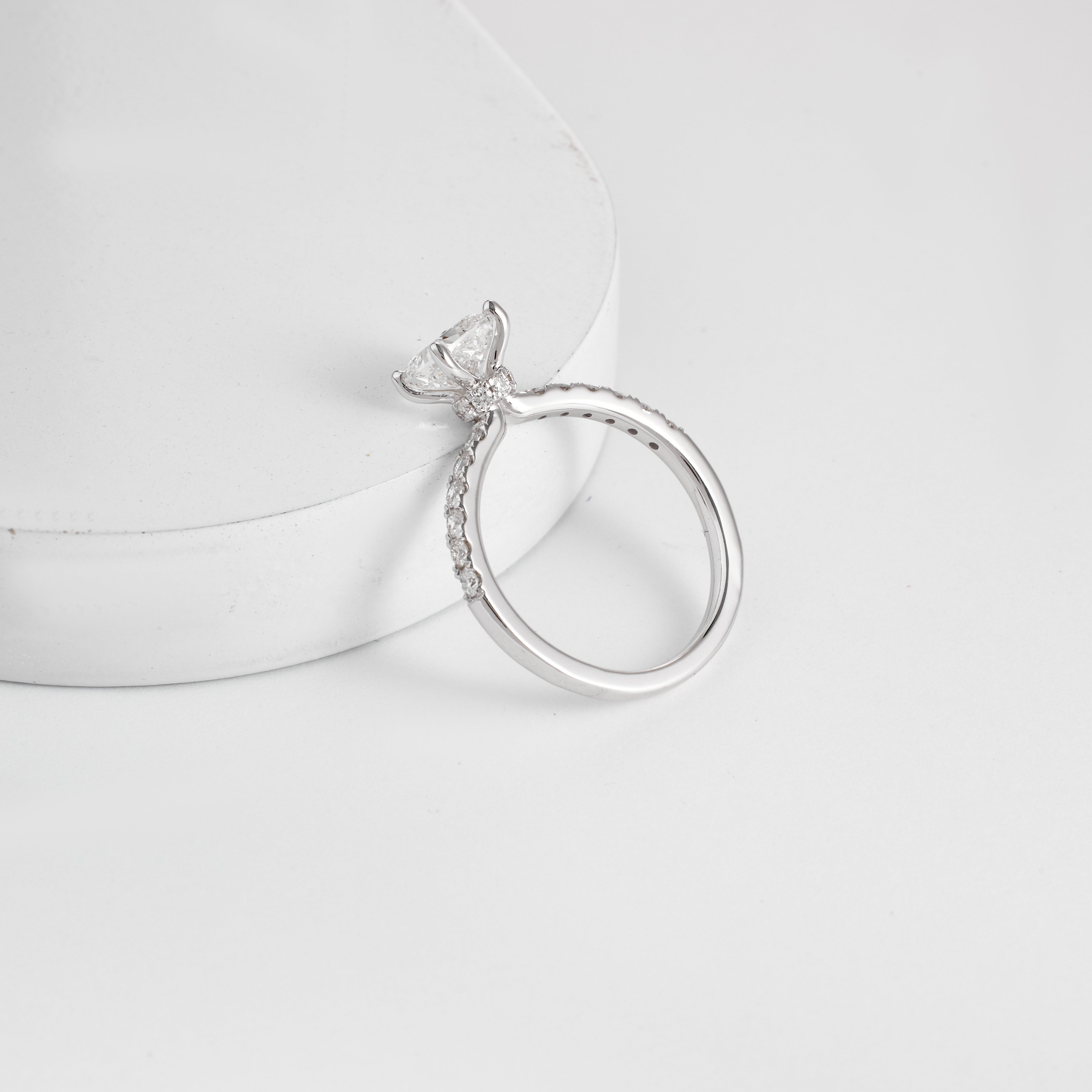 Square Cushion Cut Solitaire Lab Grown Diamond Ring, Hidden Halo Pave Engagement Ring, 2.00 to 5.00 Carat, D/E VVS-VS1 Gold Diamond Ring