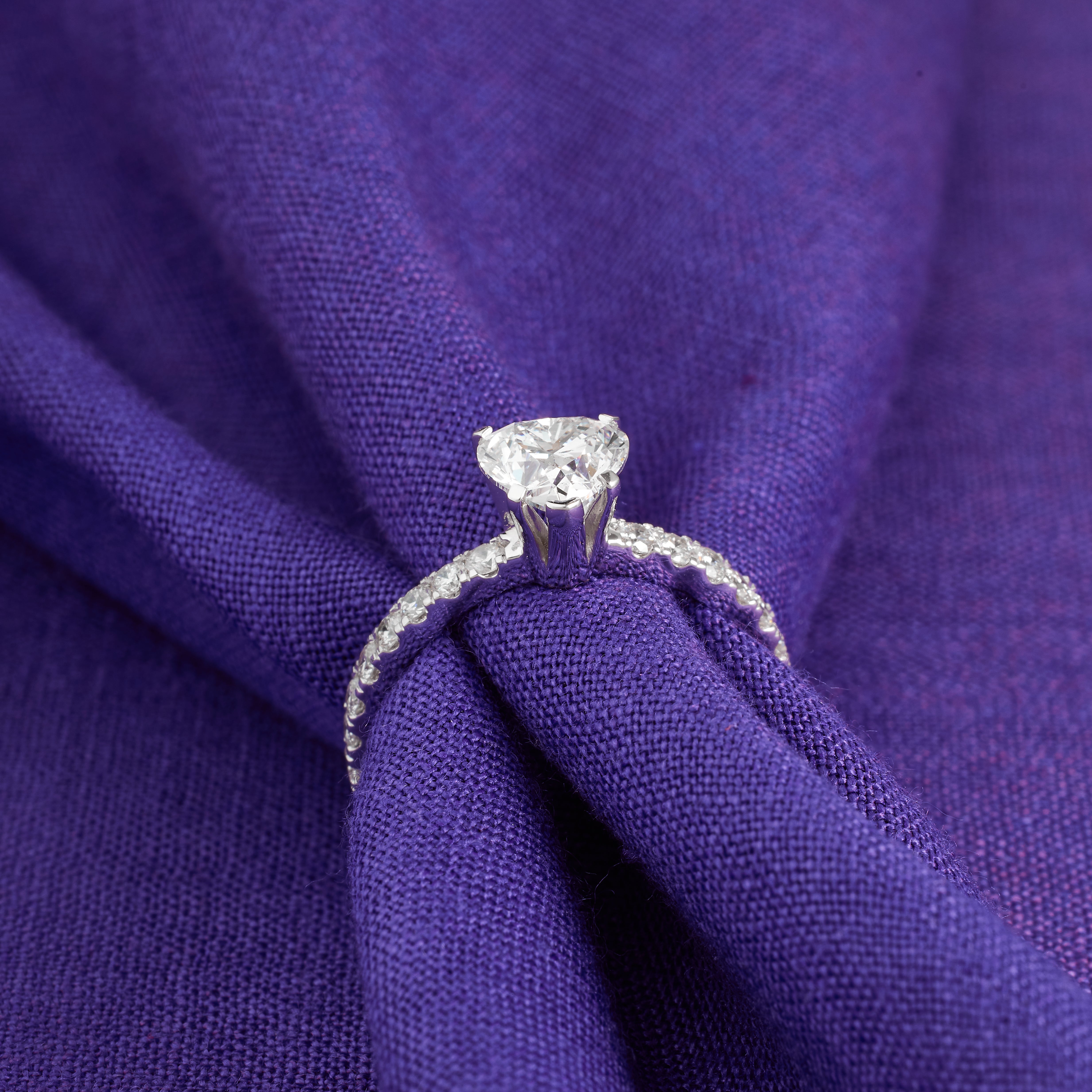 2 Carat Heart Shape Solitaire Engagement Ring, Heart Shaped Diamond Pave Ring, Women Bridal Ring, Heart Ring for Women, D/E color VVS-VS1.