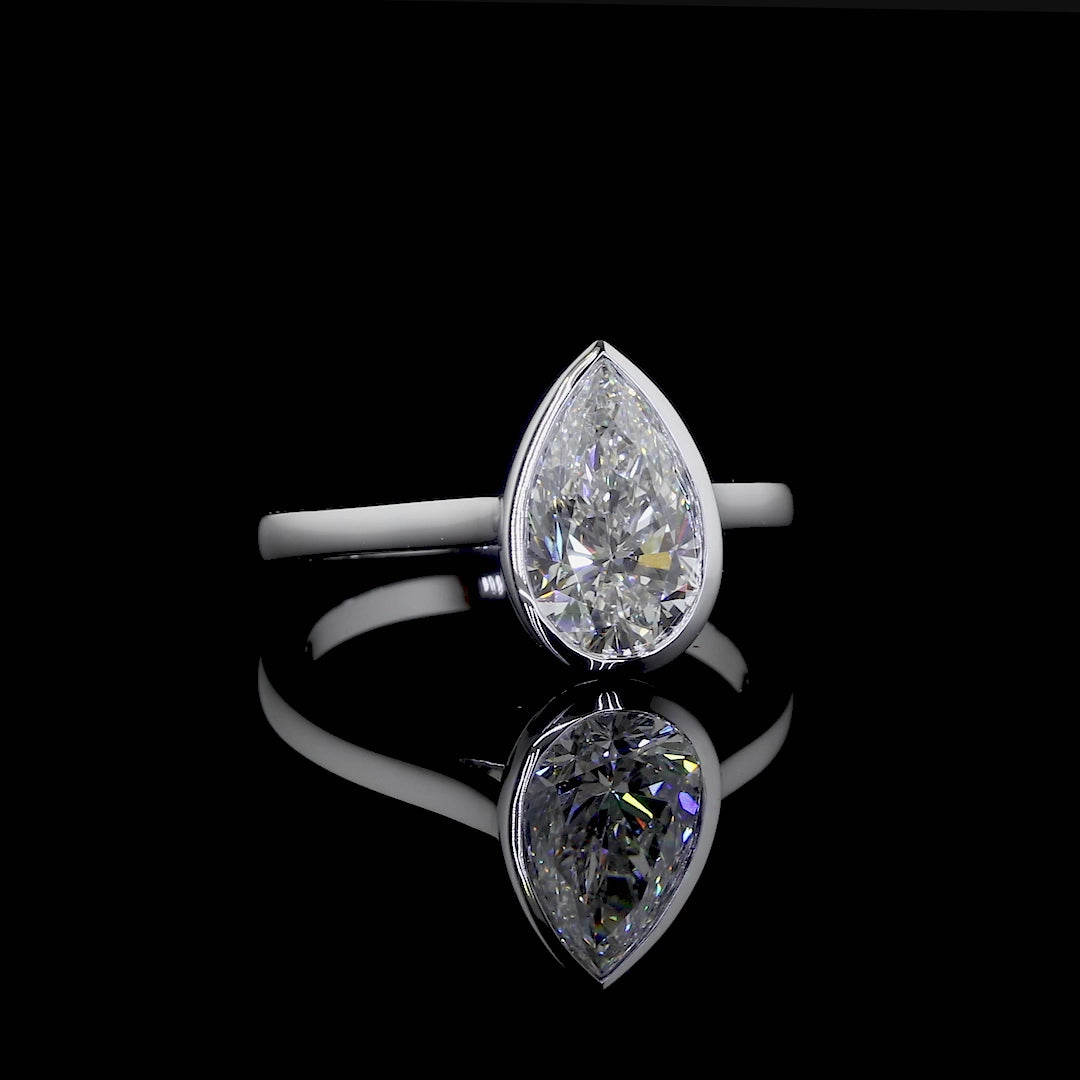 Pear Cut Lab Grown Diamond | Pear Bezel Set Engagement Ring | D/E VVS-VS1 | Pear Bezel Set Solitaire Ring | Certified Diamond Ring