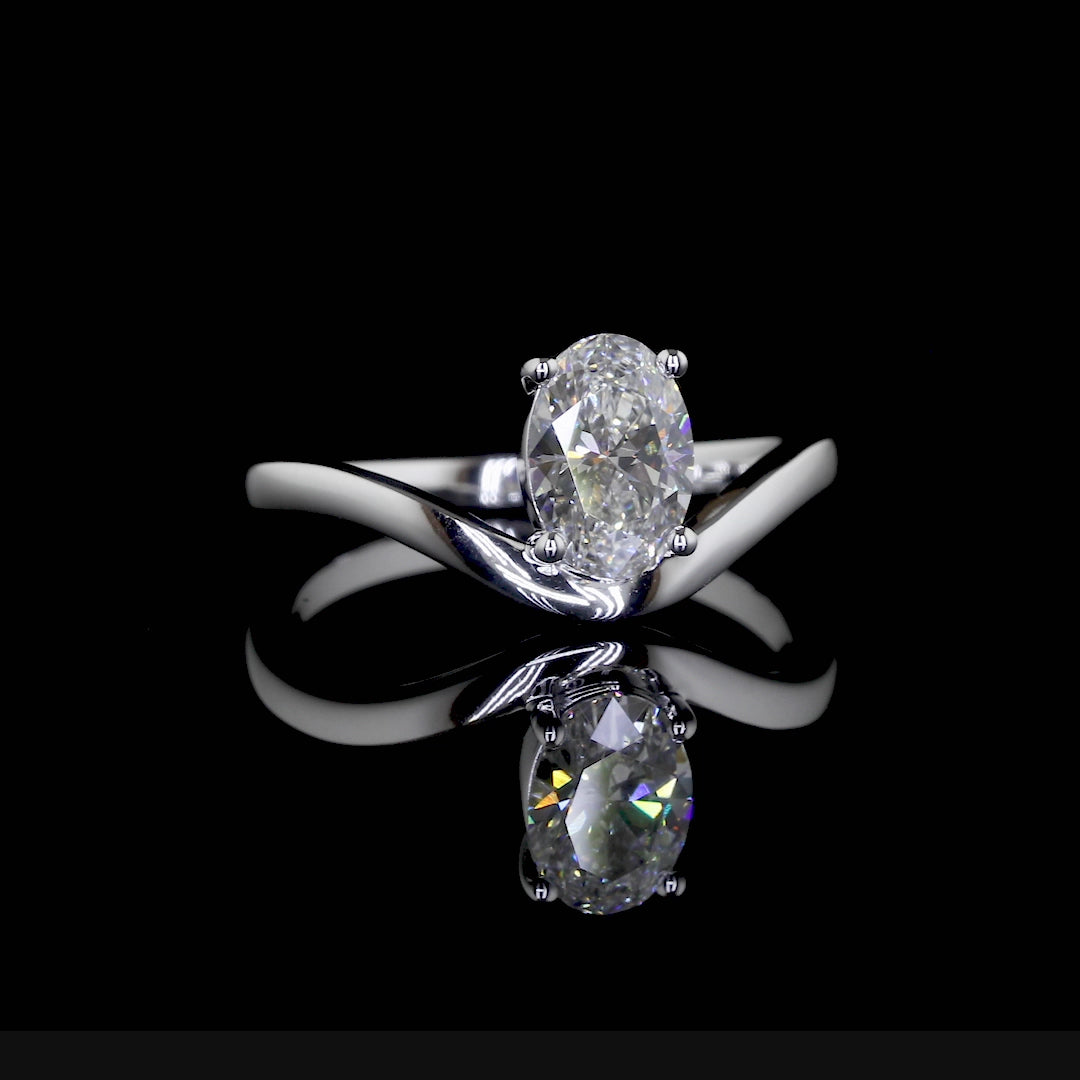 Oval Cut Lab Grown Diamond Engagement Ring, 1.00-5.00CT Oval Shape Solitaire Ring, D/E VVS-VS1 Platinum Chevron Ring, 2024 Trending Ring